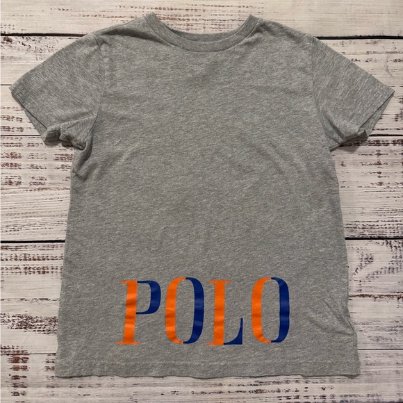 Polo Ralph Lauren T-shirt Boys size 7 Grey Orange Blue - Picture 1 of 1
